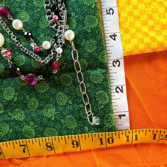 Cocktail chunky statement necklace pink black white pearl crystal multi-strand - Picture 6 of 9